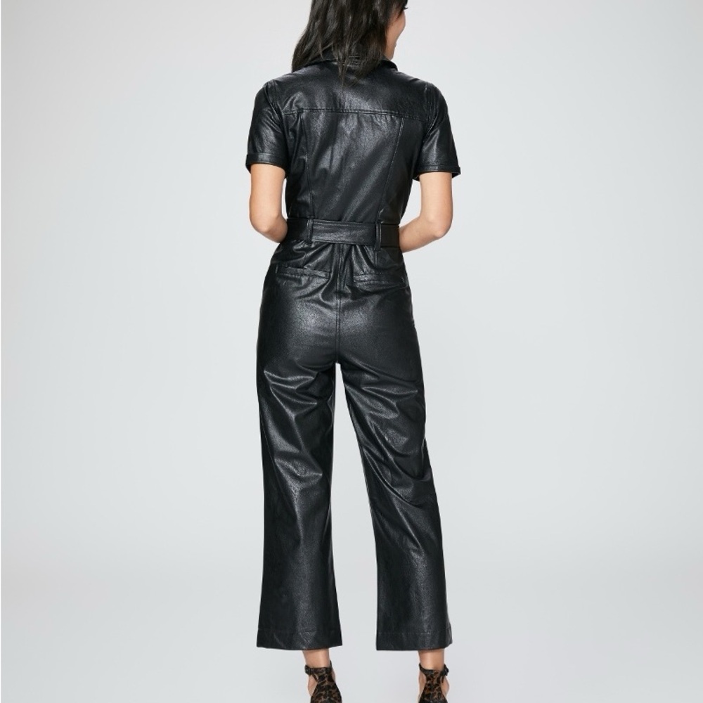 Revolve Paige Annessa black pleather jumpsuit 8 - Picture 3 of 7